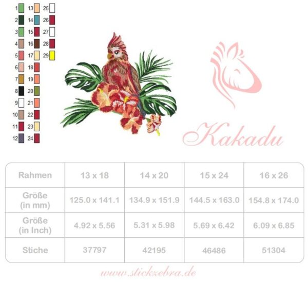 Kakadu Stickdatei - StickZebra