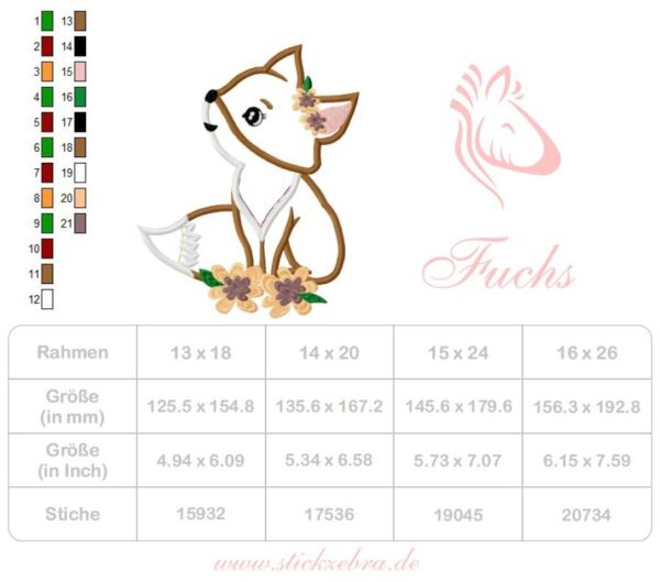 Fuchs Appliaktion Stickdatei [Digital] – Bild 5