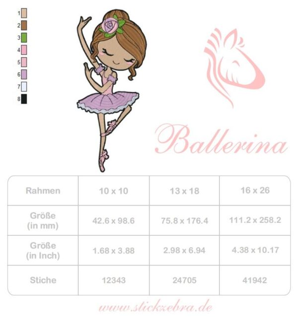 Ballerina Doodle Mädchen Stickdatei [Digital] – Bild 5
