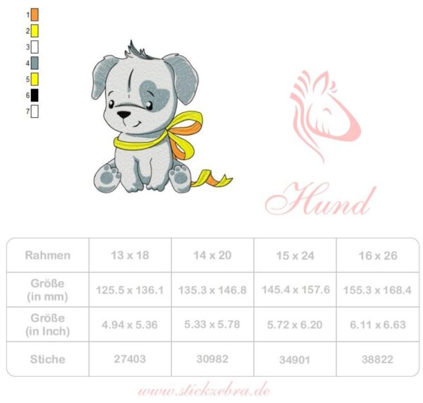 Hund mit Schleife Stickdatei [Digital] – Bild 3