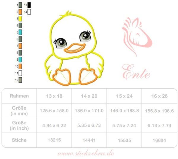 Ente Applikation Stickdatei [Digital] – Bild 3