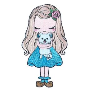 Doodle Mädchen mit Hund Stickdatei - StickZebra