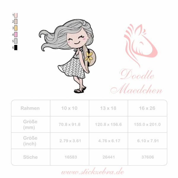 DoodleMaedchenFreebie Doodle Mädchen mit Sonnenhut - StickZebra