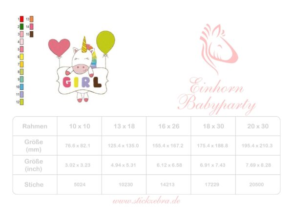Einhorn Babyparty - StickZebra