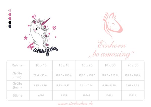 Einhorn " be amazing" - StickZebra