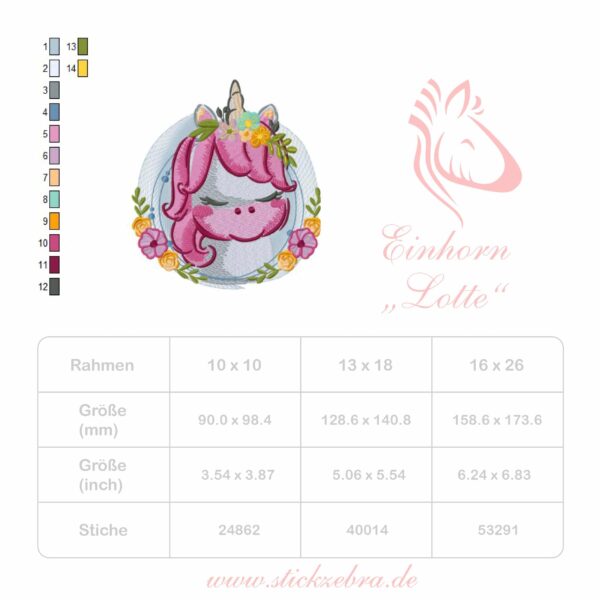 Einhorn "Lotte" - StickZebra