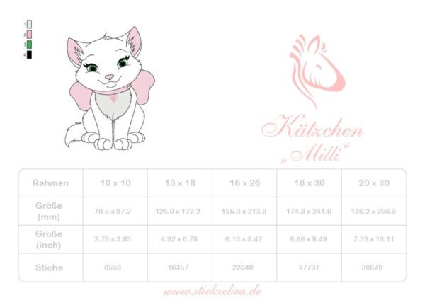 Kätzchen Milli - StickZebra