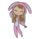 Mädchen im Häschen Schlafanzug Stickdatei [Digital]