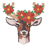 Hirsch mit Weihnachtsstern Stickdatei [Digital]