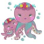 Krake Kind mit Mama Stickdatei [Digital]