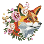 Fuchs mit Blumenkranz Stickdatei [Digital]