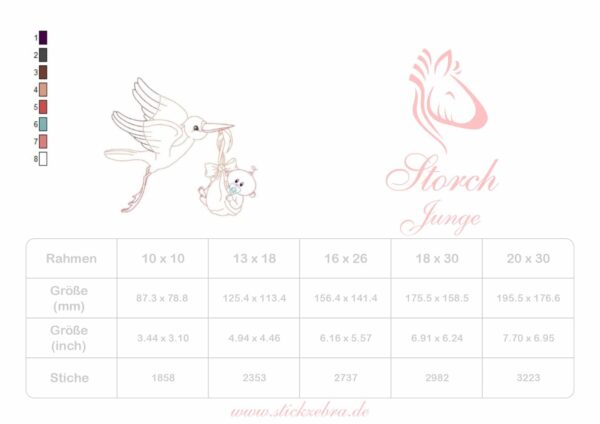 StorchJunge Storch Set Mädchen/Junge - StickZebra