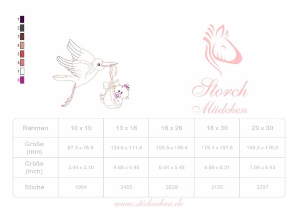 StorchMaedchen Storch Set Mädchen/Junge - StickZebra