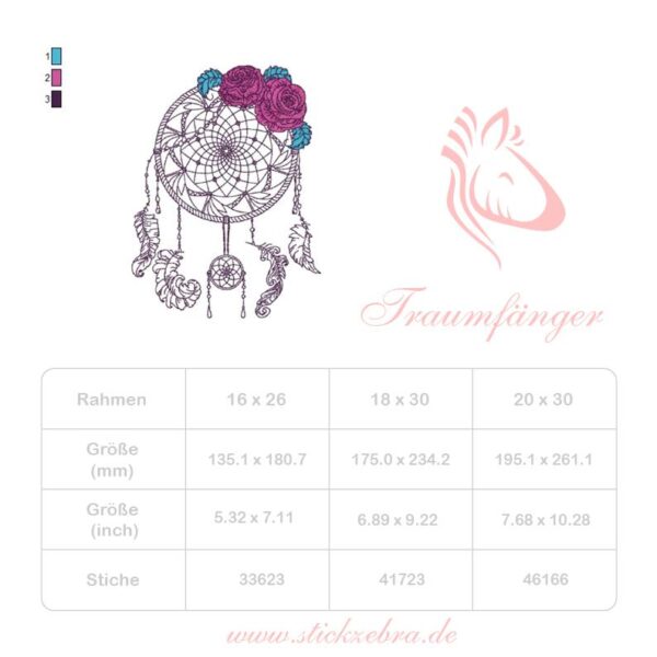 Traumfänger "Rosennacht" - StickZebra