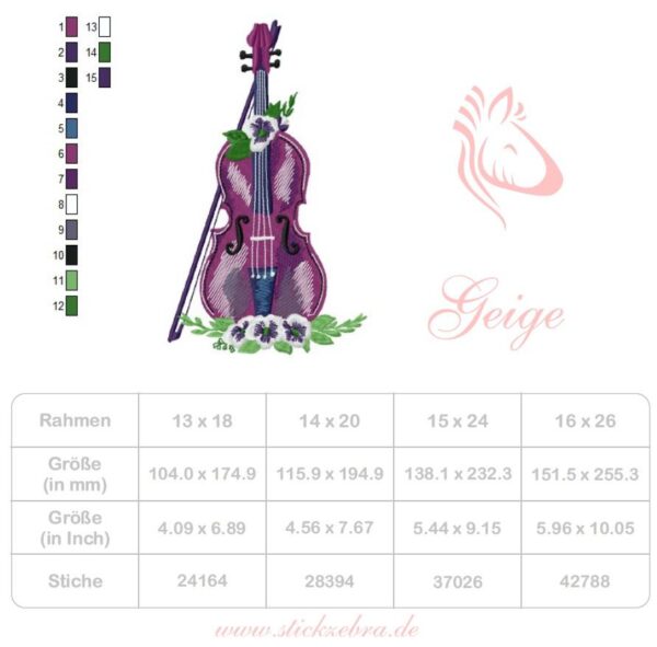 Geige Stickdatei - StickZebra