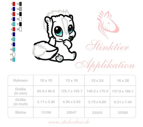 Stinktier Stickdatei Applikation - StickZebra