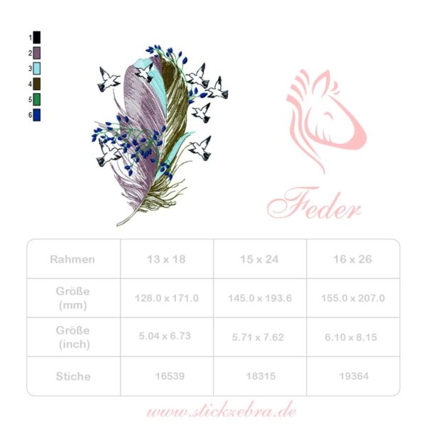 Vogelfeder Stickdatei - StickZebra