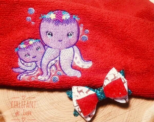 Krake Kind mit Mama Stickdatei - StickZebra