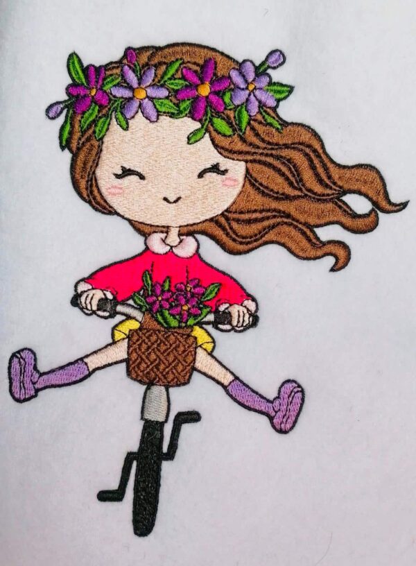 Doodle Mädchen Fahrrad Stickdatei [Digital] – Bild 4