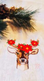 Hirsch mit Weihnachtsstern Stickdatei - StickZebra