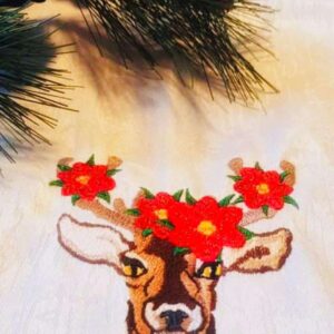 Hirsch mit Weihnachtsstern Stickdatei - StickZebra