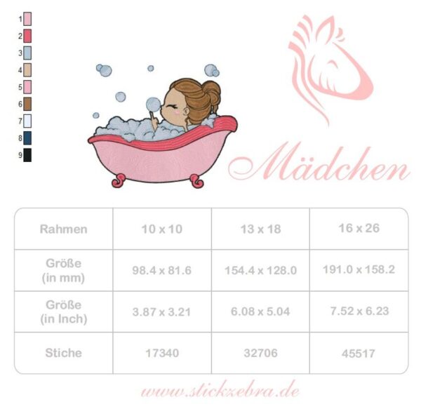 Mädchen in Badewanne Stickdatei [Digital] – Bild 3