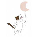 Katze mit Mondballon [Digital]