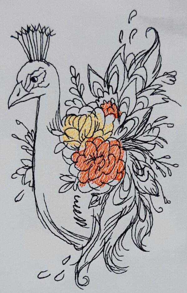 Doodle Pfau Stickdatei [Digital] – Bild 3