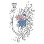 Doodle Pfau Stickdatei [Digital]