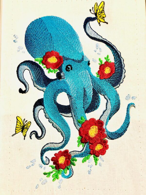 Krake mit Blumen Stickdatei [Digital] – Bild 3