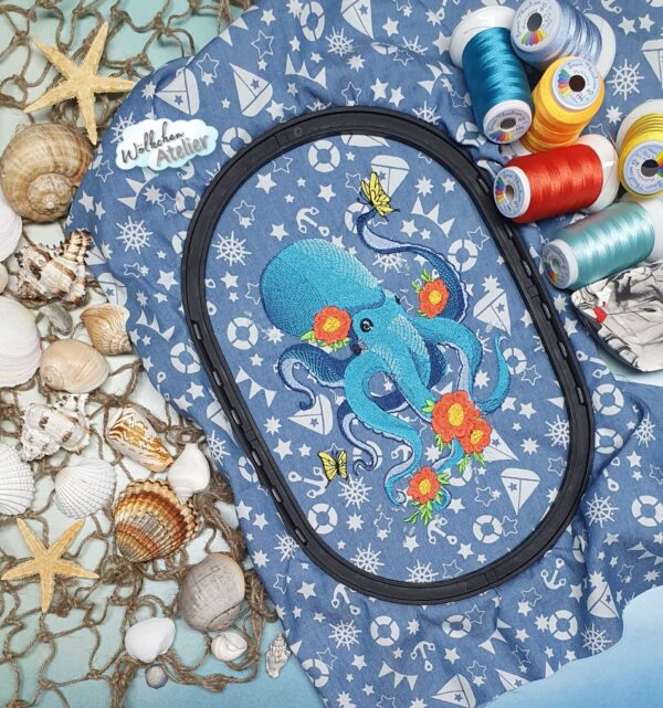 Krake mit Blumen Stickdatei [Digital] – Bild 2