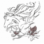 Doodle Pferd mit Blumen [Digital]