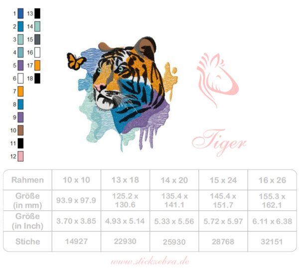 Hübscher Tiger Stickdatei: Majestätisches Design für kraftvolle Stickprojekte und Tierliebhaber [Digital] – Bild 3