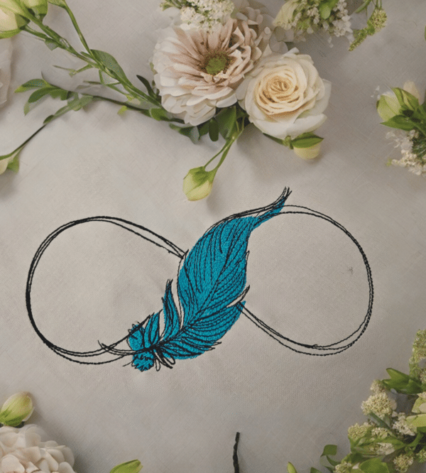 Unendlichkeitszeichen im Doodle-Stil mit Feder Motiv, Stickdatei für Kreative Stickprojekte [Digital] – Bild 2