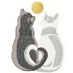 Katzenliebespärchen vor dem Mond Stickdatei: Romantisches Katzen Design für liebevolle Stickprojekte und Dekorationen [Digital]