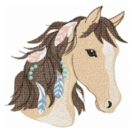 Indianer-Pferd mit Federschmuck Stickdatei: Kindermotiv für kreative Stickprojekte und Pferdeliebhaber [Digital]