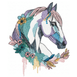 Pferd mit Blumenkranz Stickdatei: Elegante Stickvorlage für Pferdeliebhaber und Bastelprojekte [Digital]