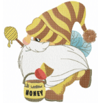 Gnom mit Honigglas Stickdatei: Niedliches Kinderdesign für fröhliche Stickprojekte und Bastelabenteuer [Digital]