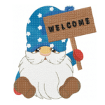 Gnom mit Willkommensschild Stickdatei: Einladendes Design für herzliche Stickprojekte und Dekorationen [Digital]