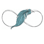 Unendlichkeitszeichen im Doodle-Stil mit Feder Motiv, Stickdatei für Kreative Stickprojekte [Digital]