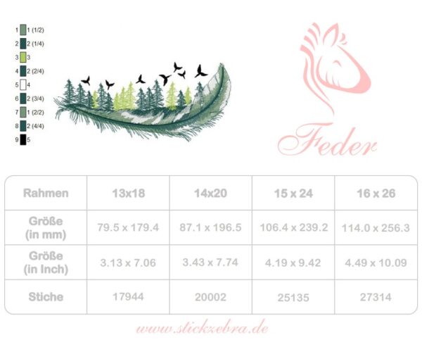 Feder Wald Motiv Stickdatei [Digital] – Bild 5