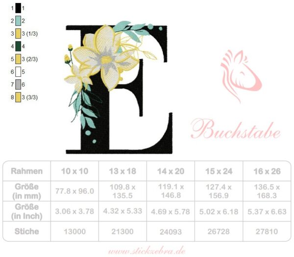 Buchstabe E Stickdatei [Digital] – Bild 4