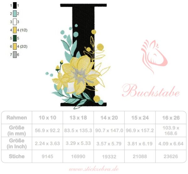 Buchstabe I Stickdatei [Digital] – Bild 4