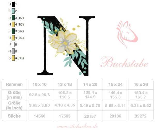 Buchstabe N Stickdatei [Digital] – Bild 4