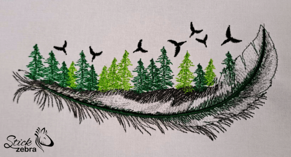 Feder Wald Motiv Stickdatei [Digital] – Bild 4