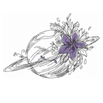 Weltkugel- Planet mit Blume Doodle Stickdatei: Doodle Kreativität für einzigartige Stickprojekte [Digital]