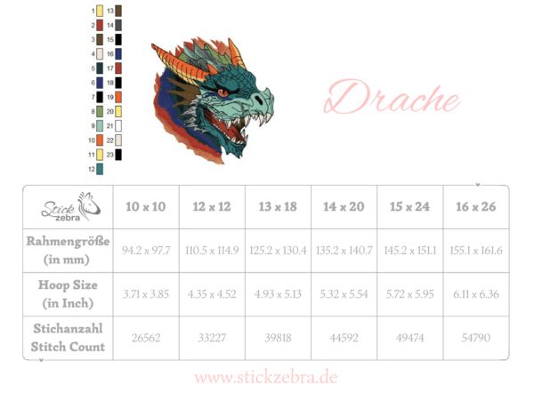 Drachenkopf Stickdatei [Digital] – Bild 4