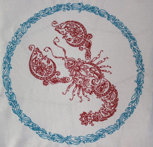 Elegantes Sternzeichen Krebs im Doodle Stil Stickdatei [Digital] – Bild 2