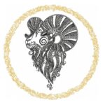 Elegantes Sternzeichen Widder im Doodle Stil Stickdatei [Digital]