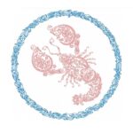 Elegantes Sternzeichen Krebs im Doodle Stil Stickdatei [Digital]